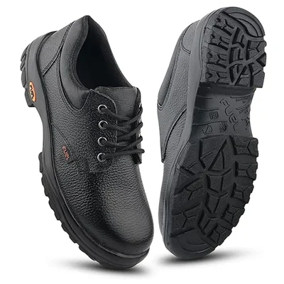 FUEL Falcon-01 Genuine Leather Safety Shoes for Men Industrial PU Single Density Sole, Steel Toe(Size-6)