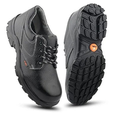 Fuel Gorilla Grain Leather Industrial PU Single Density Safety Shoes for Men, Steel Toe Cap(Size-6)