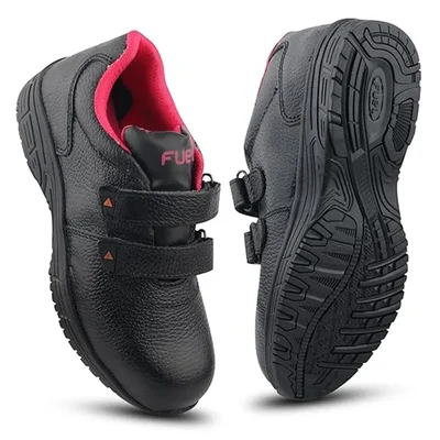FUEL Gracy Grain Leather Safety Shoes for Women Industrial Rubber Single Density Sole, 200J Steel Toe(Size-4)