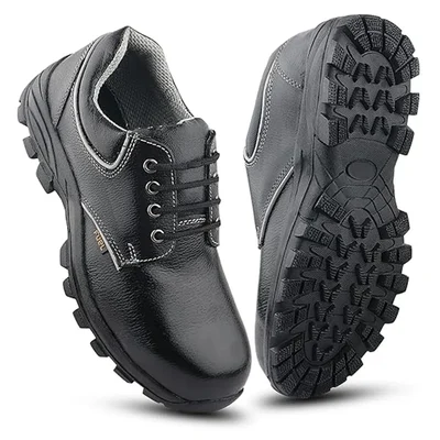 Fuel Leon-R Genuine Leather Safety Shoes for Men Industrial Rubberized Single Density Sole, Steel Toe(Size-9)