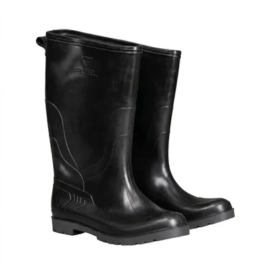FUEL Oscar 200 Joules Steel Toe Men Industrial Slip-On Safety Gumboot/Shoes, Suede Leather Slip Resistant Work Wear (Black & Grey)