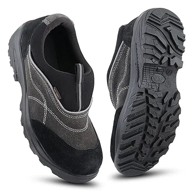 FUEL Slip-on Safety Shoes for Men Industrial PU Single Density Sole, 200J Steel Toe(Size-6)