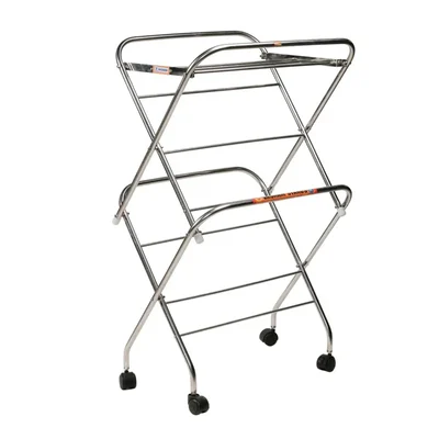 Heavy Duty Full Bend With Wheel Cloth Drying Stand,Stainless Steel Body, 5 x 3 Feet (Height x Width)