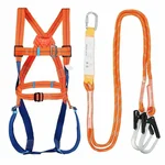 Full Body Harness with Energy Absorber, Pack of 1, 10 Adjustable Polyester Webbing, Double Lanyard, 1.5m Polyamide Rope, Scaffolding Hook
