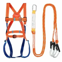 Full Body Harness with Energy Absorber, Pack of 1, 10 Adjustable Polyester Webbing, Double Lanyard, 1.5m Polyamide Rope, Scaffolding Hook(Pack-1 pc)
