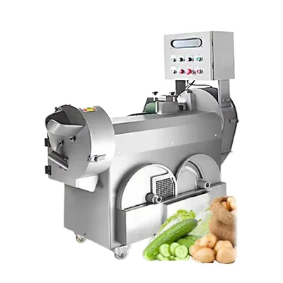 5 HP Three-Phase Fully Automatic Double Head Leafy and Root Vegetable Cutting Machine with 600-800 kg/hr Output Capacity
