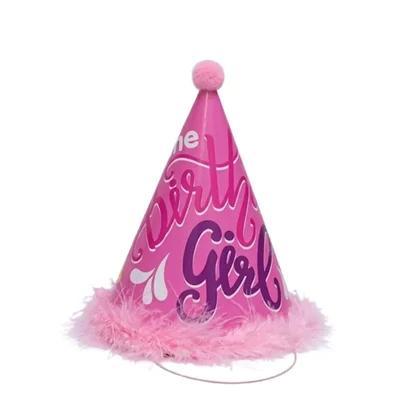 Pack of 1500 Pcs (150 Packs x 10) Colourful Pink Party Themed Fur Birthday Caps for Party Celebration with Elastic Strap