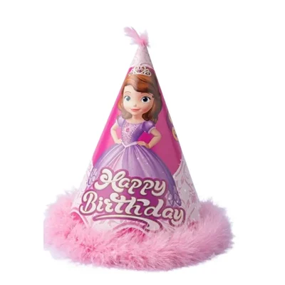 Pack of 500 Pcs (50 Packs x 10) Pink Barbie Themed Fur Birthday Caps for Party Celebration with Elastic Strap