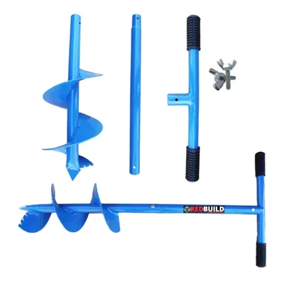 Redbuild Manual Earth Auger with Short Blade, Post Hole Digger with High Carbon Steel Material, Used for Soil Digging Purposes(Size-6 Inches)