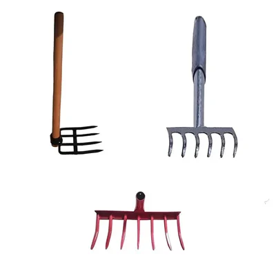 Garden Rake 4 & 6 Teeth with Handle, 7 Teeth without Handle