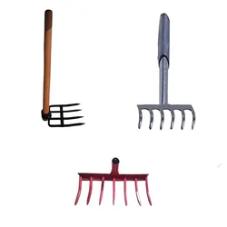 Garden Rake 4 & 6 Teeth with Handle, 7 Teeth without Handle