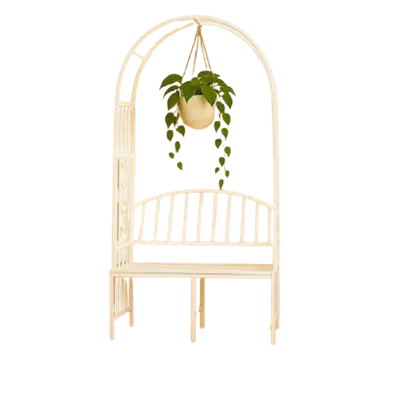 Ecofynd 6.6 Feet High x 3 Feet Wide Garden Arch with 2-Seater Bench, Metal Arbor Trellis with Outdoor Garden Chair.