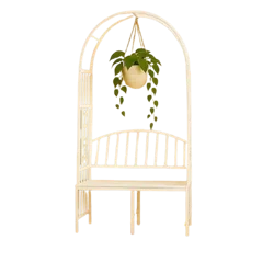 Ecofynd 6.6 Feet High x 3 Feet Wide Garden Arch with 2-Seater Bench, Metal Arbor Trellis with Outdoor Garden Chair.
