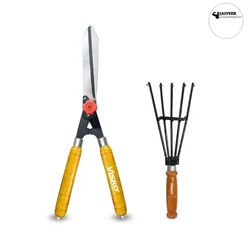 Jaiveer Garden Tools Set of a Hedge Shear and a Multi Tine Hand Cultivator | Used for Small-Scale Gardening