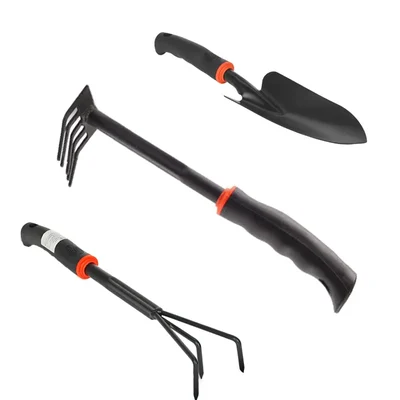 DAP Set of a Hand Cultivator, Hand Rake and a Hand Transplanter | Used for Cultivation/Garden Maintenance - 3 Tools