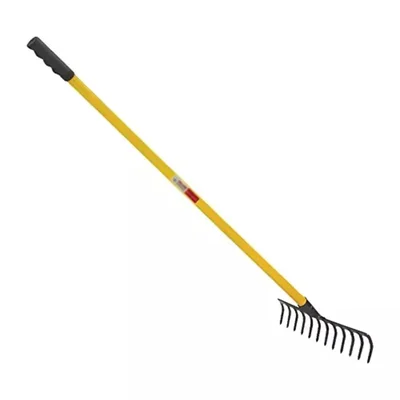 Global Nature Agro 16 Tine Garden Rake With Handle, 16 Inch Blade, Metal Manual Rake For Home, Farming & Gardening