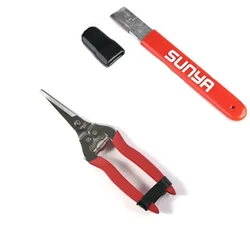 Sunya Set of Stainless Fruit Snips and a 120mm Sharpener | Used for Gardening Purposes (2 Tools)