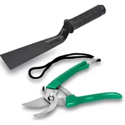 AGT Garden Tools Combo Kit of a 2 inch Khurpi and a Garden Pruner | Used for Small-Scale Gardening Processes(2 Tools)
