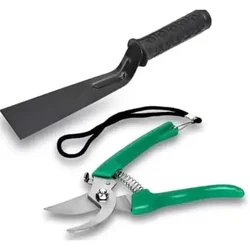 AGT Garden Tools Combo Kit of a 2 inch Khurpi and a Garden Pruner | Used for Small-Scale Gardening Processes(2 Tools)