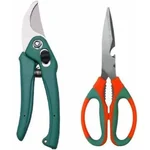 AGT Garden Tools Combo Kit of a Gardening Pruner and Gardening Scissor | Used for Small-Scale Gardening Processes (2 Tools