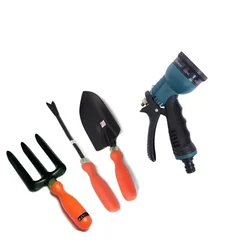AGT Garden Tools Combo Kit of a Hand Weeder, Garden Fork, Trowel, and a Spray Gun | Used for Gardening Purposes