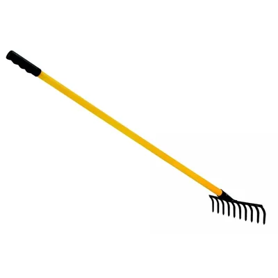 Global Nature Agro 10 Tine Garden Rake With Handle, 10 Inch Blade, Metal Manual Rake For Home, Farming & Gardening