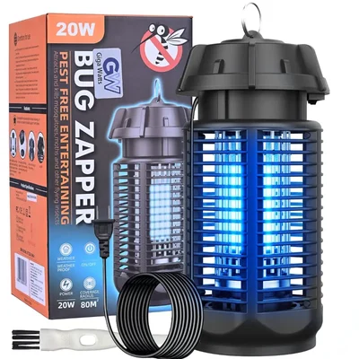 Gigawatts 20W Insect Trap, Powerful UV Light, 80 sq.m Coverage Area For Home, Backyard, Kitchen & Camping