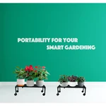 Heavy Duty Rectangle Plant Stand With Wheels, Anti-Rust Metal Pot Holder With 100kg Capacity For Outdoor & Indoor Decor