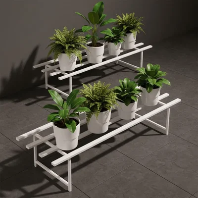 Heavy Duty White Rectangle Plants Stand, Anti-Rust Metal Pot Holder For Outdoor and Indoor Planters Decor(Pack-Pack of 2)