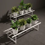 Heavy Duty White Rectangle Plants Stand, Anti-Rust Metal Pot Holder For Outdoor and Indoor Planters Decor