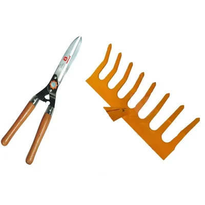 Unison Garden Tool Set of 8-Teeth Garden Rake Head & Hedge Shear | Used for Mulching and Trimming Purposes