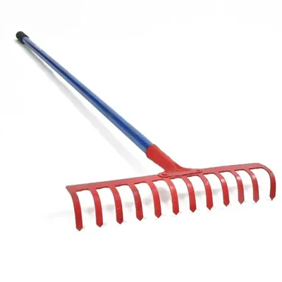 Heavy Duty Steel 12-Teeth Garden Rake with Steel Handle for Gardening, Hand Cultivator, Trowel, Garden Fork