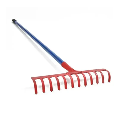 Heavy Duty Steel 12-Teeth Garden Rake with Steel Handle for Gardening, Hand Cultivator, Trowel, Garden Fork