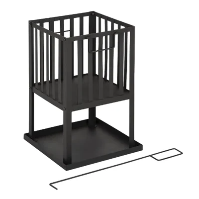 High-Quality Steel 55x32x32 Cm Garden Square Fire Basket with Handles