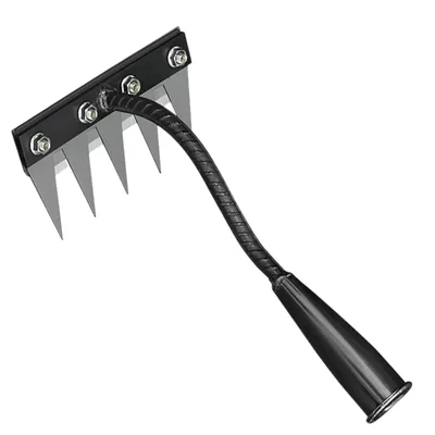 REDBUILD 5-Tine Garden Rake/ Carbon Steel Blade for Soil Loosening, Lawn Cleaning, Weeding & Agricultural Use