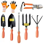 Globus Garden Tool Combo Kit, Fork, Cultivator, Weeder, Garden Pruner, Gloves, Big & Small Trowel (Set Of 7 Pcs)
