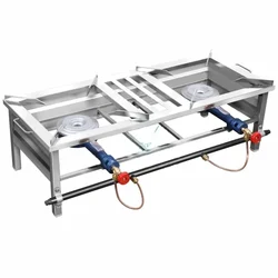 Double Burner 14x40x10 inch SS Gas Bhatti with Deluxe Bottom Burner for Commercial Use