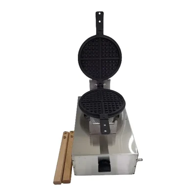 Non Stick LPG Gas Operated Round Waffle Maker Machine, Stainless Steel Body