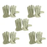 DSY Pack of 5 A-Grade 3-Tips Driver Gloves: Durable Split Leather Back, Grain Front, Cotton Lining & Kevlar Thread