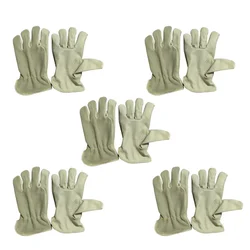 DSY Pack of 5 A-Grade 3-Tips Driver Gloves: Durable Split Leather Back, Grain Front, Cotton Lining & Kevlar Thread