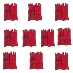 DSY Pack of 10 A-Grade Red Leather Welding Gloves. Full Lining. 2 parts