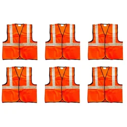 Premium Quality 1 Inch Reflective Tape Safety Jacket(Color-Orange,Pack-6 Pcs)