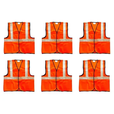 Premium Quality 1 Inch Reflective Tape Safety Jacket(Color-Orange,Pack-6 Pcs)