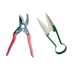 AGT Garden Tools Combo Kit of a German Style Garden Pruner and Manual Grass Shear | Used for Gardening Purposes(2 Tools)