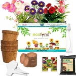 Ecofynd GROWKIT004-105 5-in-1 DIY GrowKit - Zinnia, Balsam, Dahlia, Aster, Portulaca Garden Kit for Home & Garden