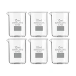 SBT 6pcs Borosilicate 3.3 Glass Beaker 10 ml with Graduation Marks for Laboratory