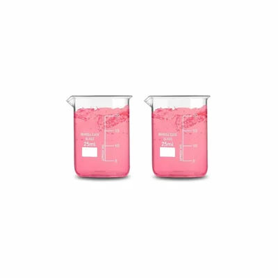 SBT 2pcs Borosilicate 3.3 Glass Beaker 25 ml with Graduation Marks for Laboratory