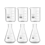 SBT 6pcs 100 ml Borosilicate 3.3 Glass Beaker and Conical Flask with Graduation Marks