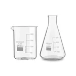 SBT 2pcs 250 ml Borosilicate 3.3 Glass Beaker and Conical Flask with Graduation Marks