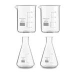 SBT 4 pcs 25 ml Borosilicate 3.3 Glass Beaker and Conical Flask with Graduation Marks